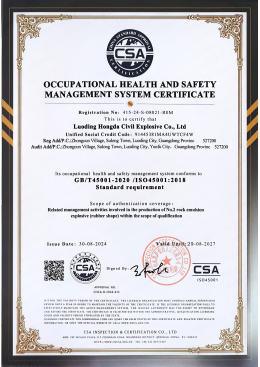 OCCUPATIONAL HEALTH AND SAFETY MANAGEMENT SYSTEM CERTIFICATE